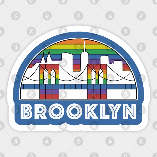 Brooklyn Bridge Pride Rainbow Skyline Vintage Logo Sticker by overhooped